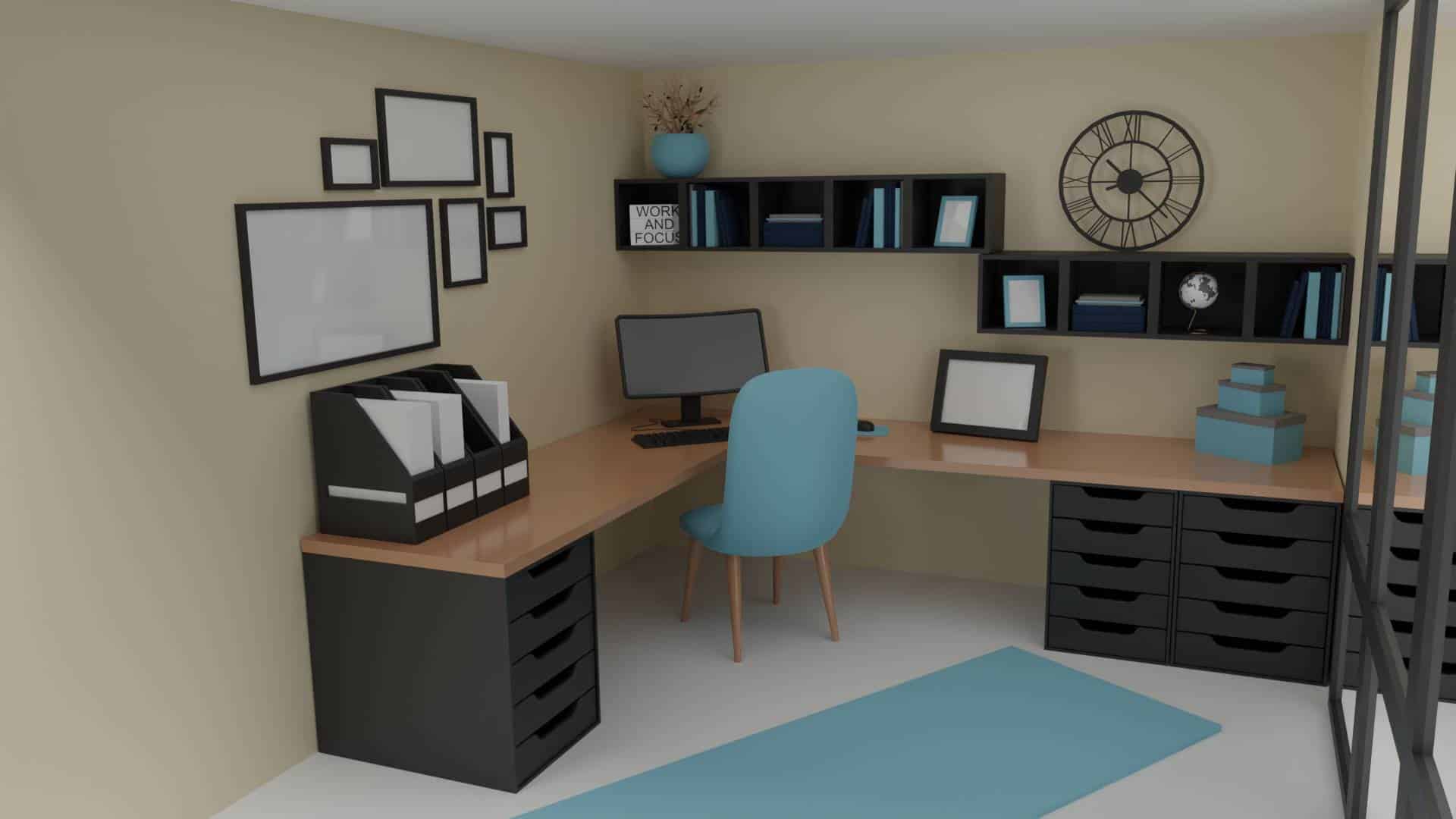 3D Designed Corner Office