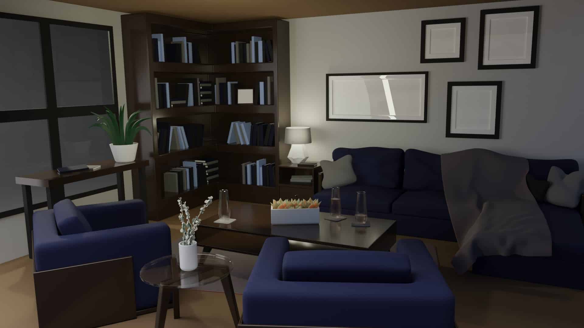 3D Video Assets: Living room created in 3D